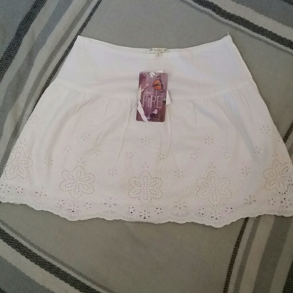 Love, fire white skirt